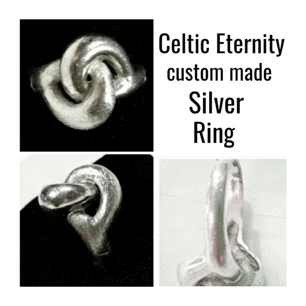Celtic Eternity Knot 900 Sterling Silver Custom made adjustable Ring Sz 8 - 9.5